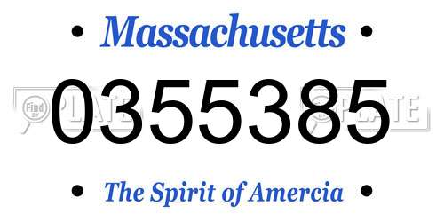 0355385 Massachusetts License Plate