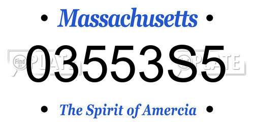 03553S5 Massachusetts License Plate
