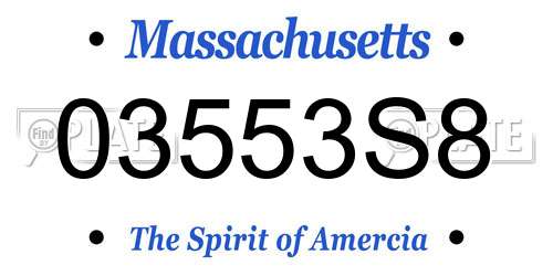 03553S8 Massachusetts License Plate