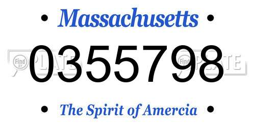 0355798 Massachusetts License Plate