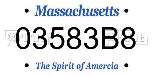 03583B8 Massachusetts License Plate