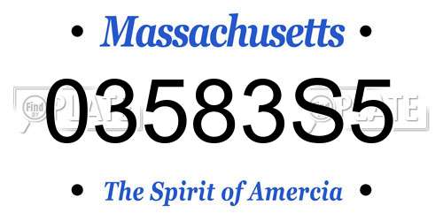03583S5 Massachusetts License Plate