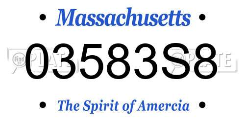 03583S8 Massachusetts License Plate