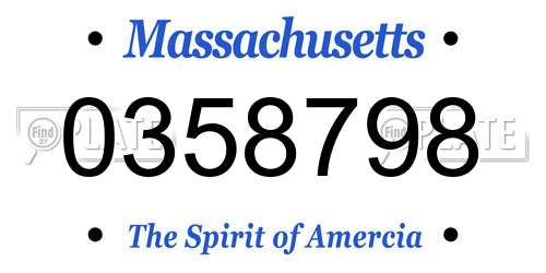 0358798 Massachusetts License Plate