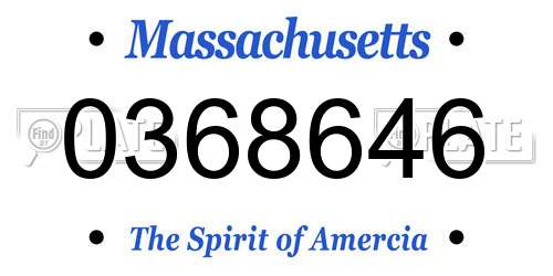 0368646 Massachusetts License Plate