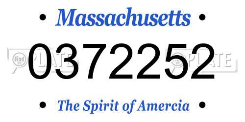 0372252 Massachusetts License Plate