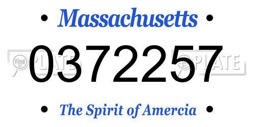 0372257 Massachusetts License Plate