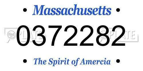 0372282 Massachusetts License Plate