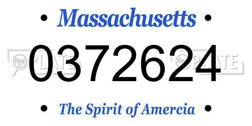 0372624 Massachusetts License Plate
