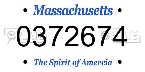 0372674 Massachusetts License Plate