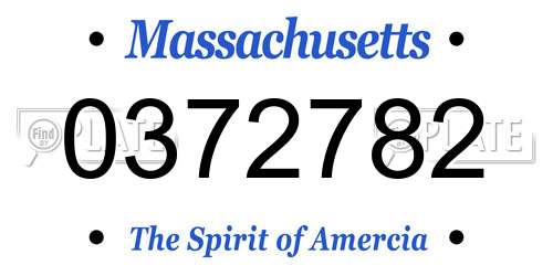 0372782 Massachusetts License Plate
