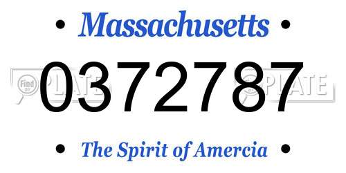 0372787 Massachusetts License Plate