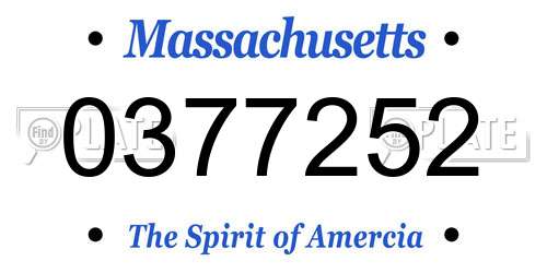 0377252 Massachusetts License Plate