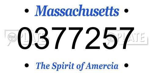 0377257 Massachusetts License Plate