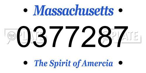0377287 Massachusetts License Plate