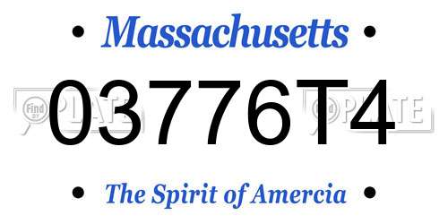03776T4 Massachusetts License Plate