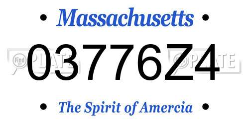 03776Z4 Massachusetts License Plate