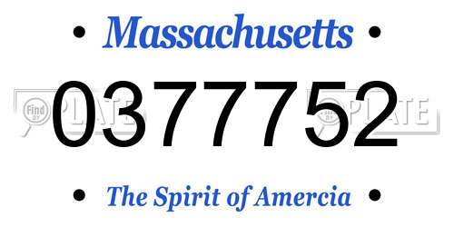 0377752 Massachusetts License Plate