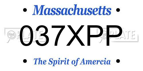 037XPP Massachusetts License Plate