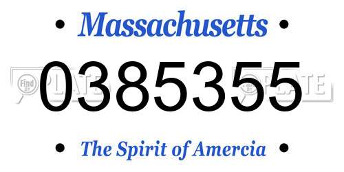 0385355 Massachusetts License Plate
