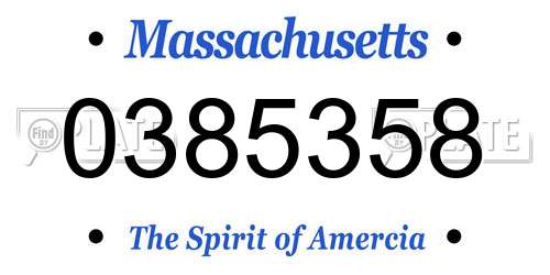 0385358 Massachusetts License Plate