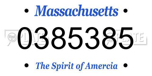0385385 Massachusetts License Plate