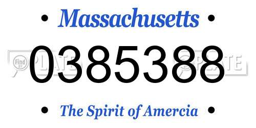 0385388 Massachusetts License Plate