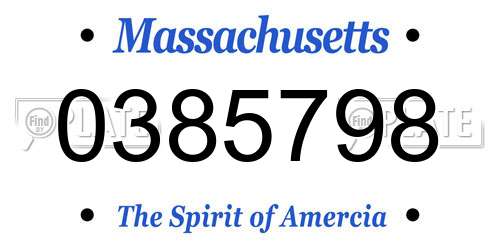 0385798 Massachusetts License Plate