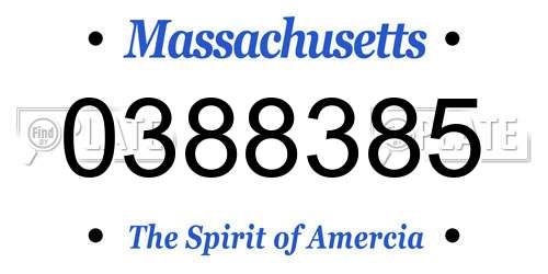 0388385 Massachusetts License Plate