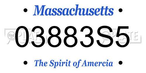 03883S5 Massachusetts License Plate