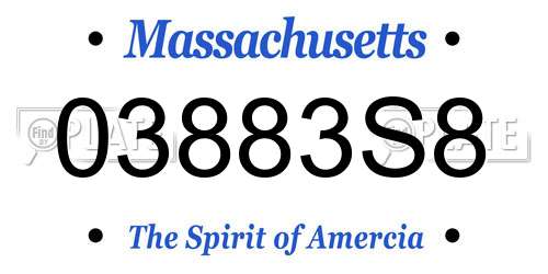 03883S8 Massachusetts License Plate