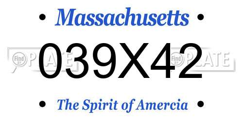 039X42 Massachusetts License Plate