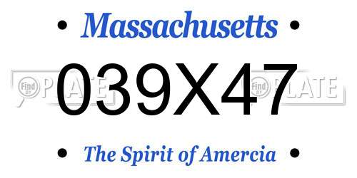 039X47 Massachusetts License Plate