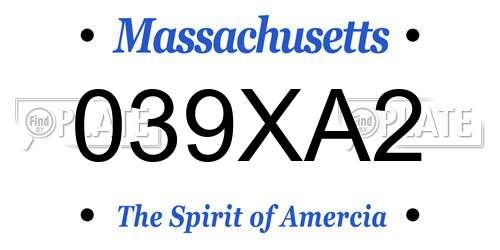 039XA2 Massachusetts License Plate