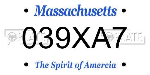 039XA7 Massachusetts License Plate