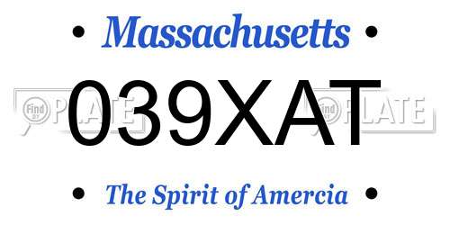 039XAT Massachusetts License Plate