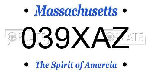 039XAZ Massachusetts License Plate