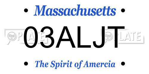 03ALJT Massachusetts License Plate