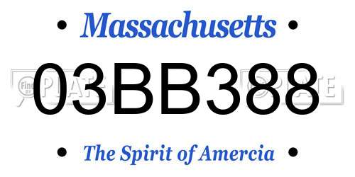 03BB388 Massachusetts License Plate