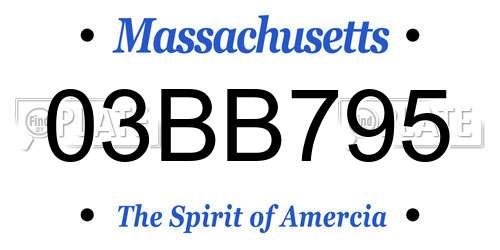 03BB795 Massachusetts License Plate