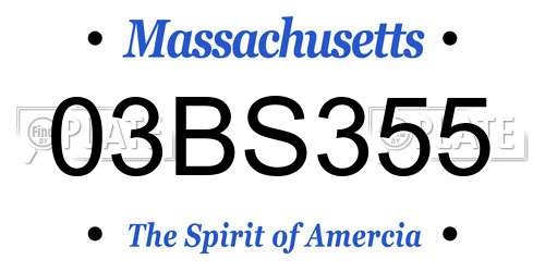 03BS355 Massachusetts License Plate