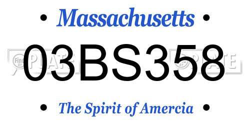 03BS358 Massachusetts License Plate