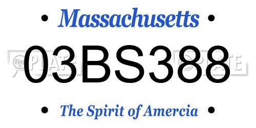 03BS388 Massachusetts License Plate