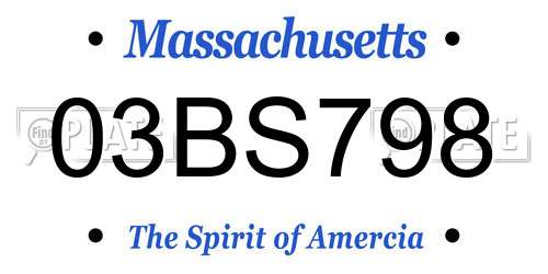 03BS798 Massachusetts License Plate
