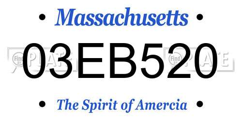 03EB520 Massachusetts License Plate
