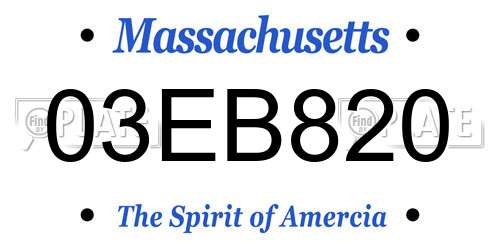 03EB820 Massachusetts License Plate