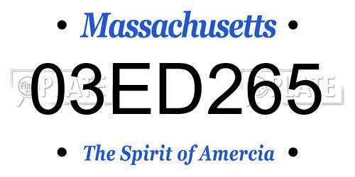 03ED265 Massachusetts License Plate