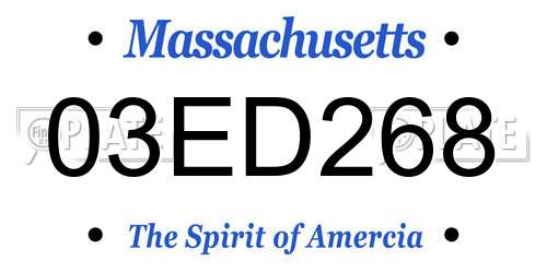 03ED268 Massachusetts License Plate