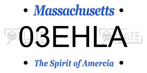 03EHLA Massachusetts License Plate