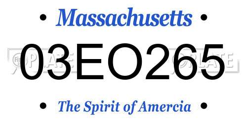 03EO265 Massachusetts License Plate